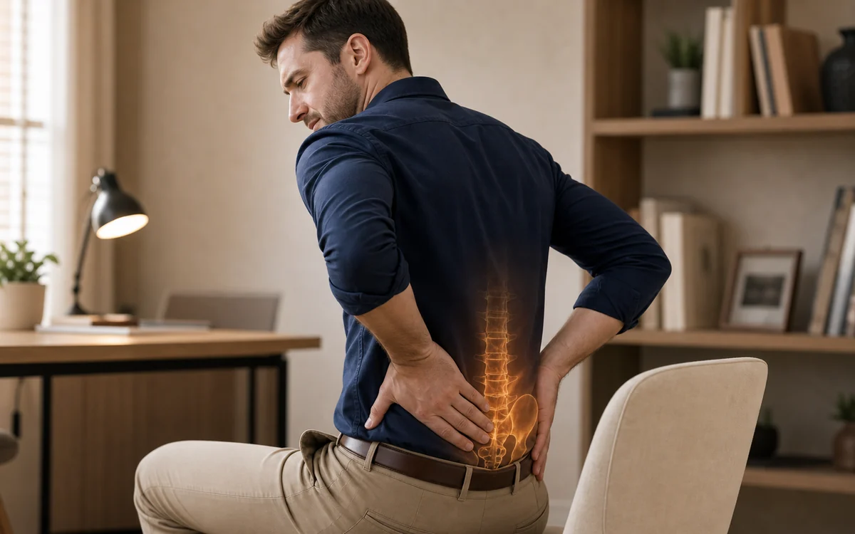 Person holding lower back, representing a back injury claim in NSW.