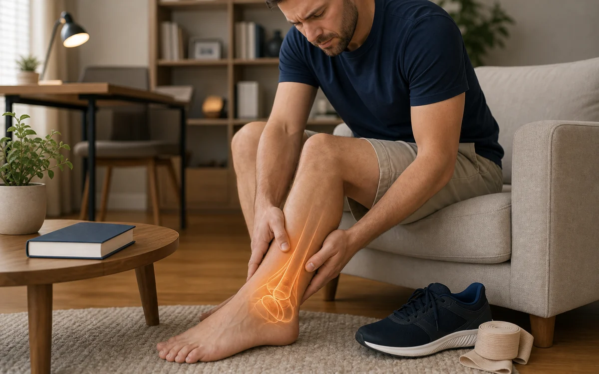 Person holding ankle sprain, representing soft tissue injury claim evidence in NSW.